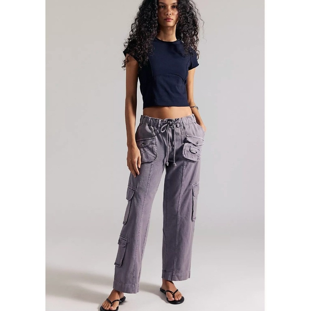 Free People We The Free Tahiti Pull-On Cargo Pants Ashblown Women Size XL